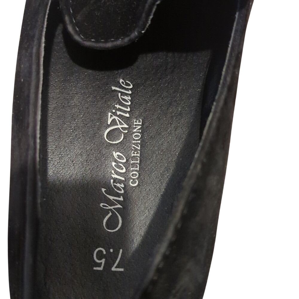 Marco Vitale Collection Black Suede Silver Tone Chain Slide On Loafer Men's 7.5 - Picture 5 of 12